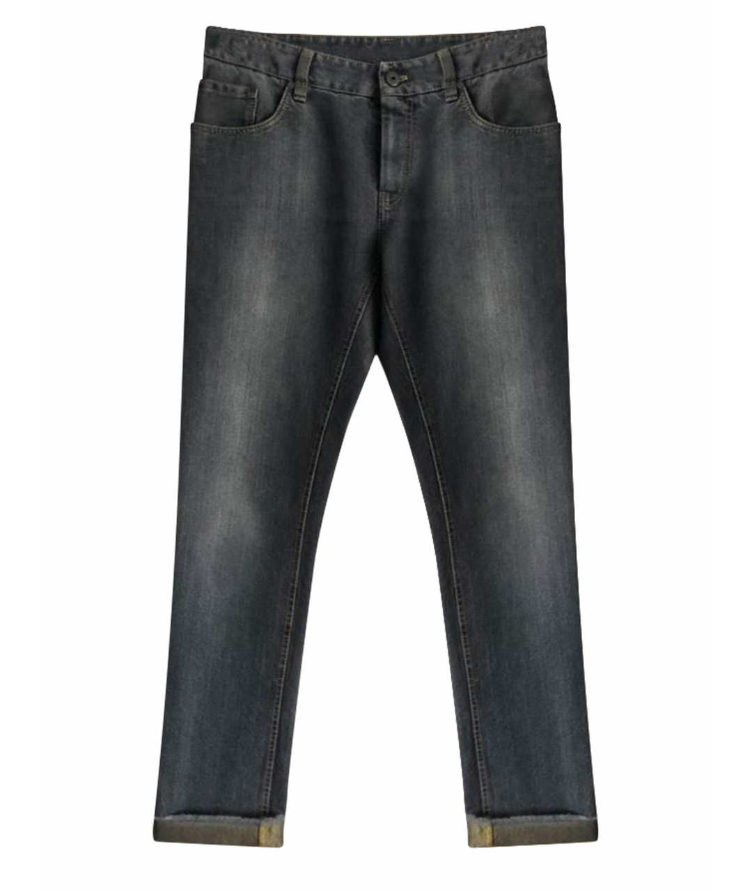 BRUNELLO CUCINELLI Серые хлопок-полиэтиленовые прямые джинсы, фото 1