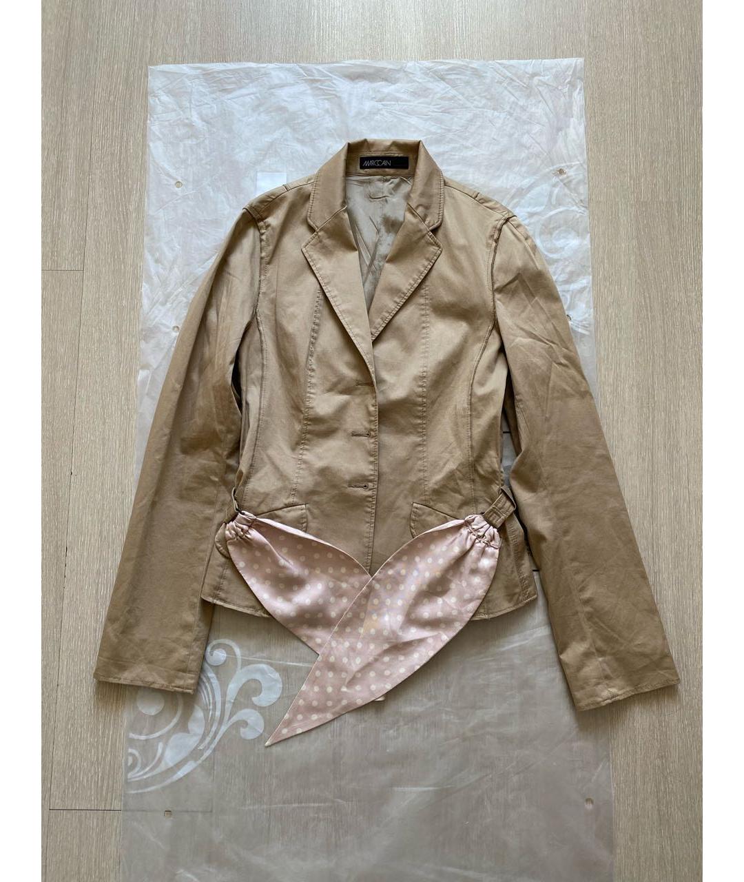 MARC CAIN Бежевый хлопко-эластановый жакет/пиджак, фото 5