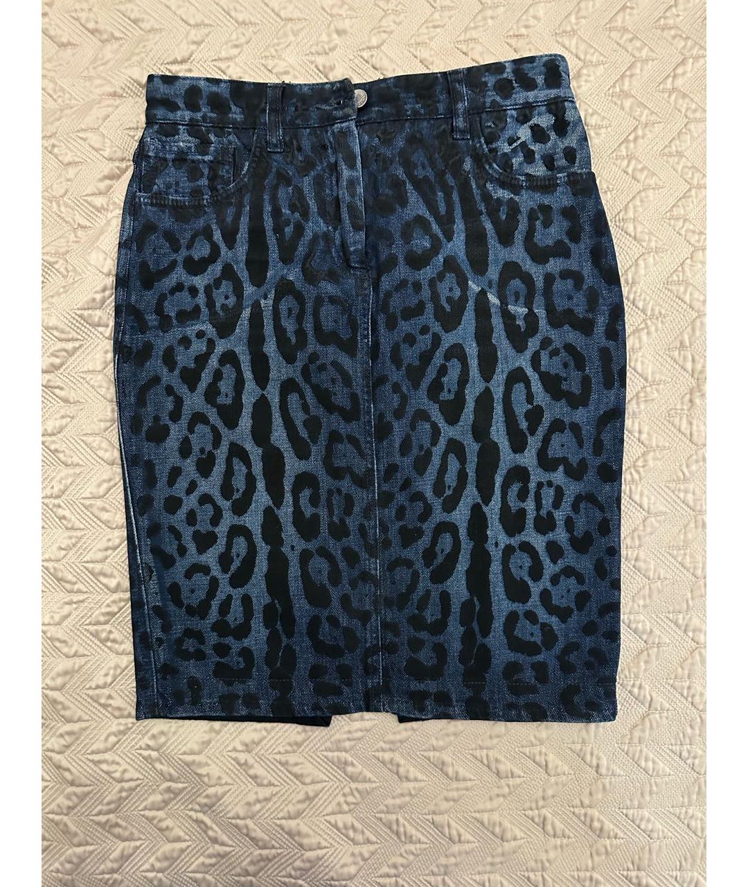 DOLCE&GABBANA Синяя деним юбка мини, фото 4