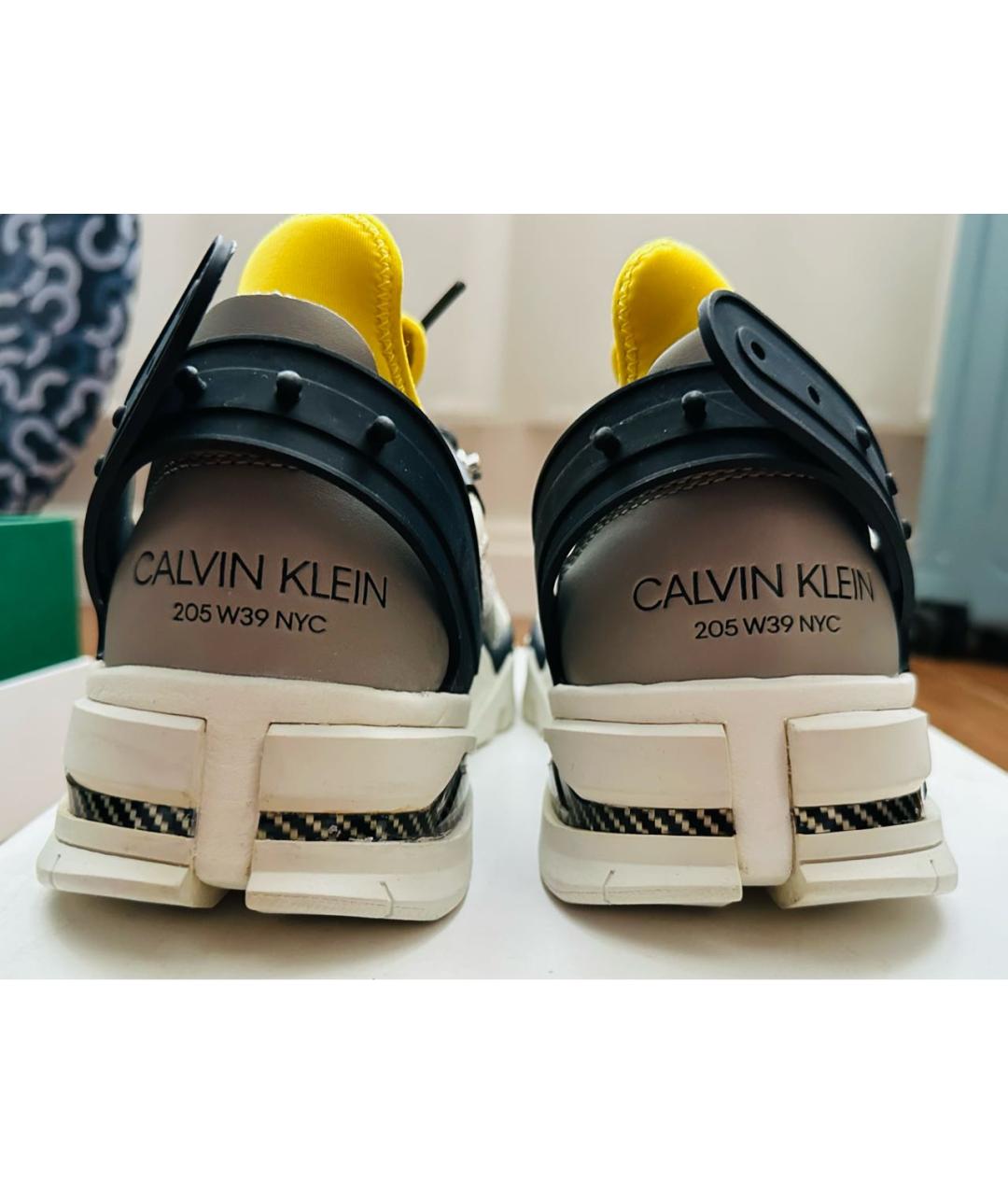 CALVIN KLEIN 205W39NYC Белые кожаные низкие кроссовки / кеды, фото 5