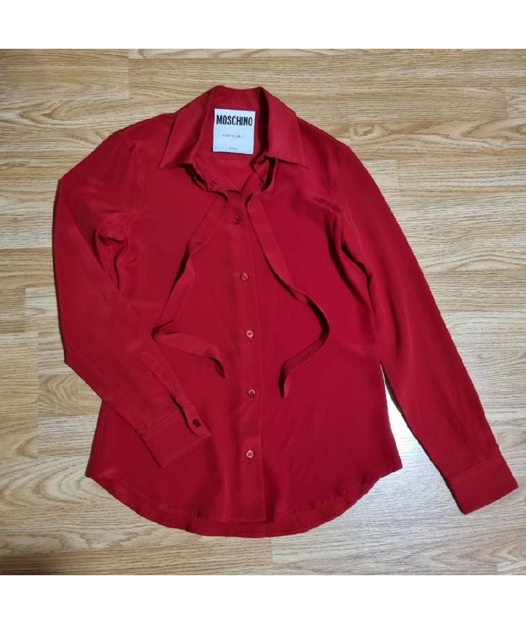 MOSCHINO Красная шелковая блузы, фото 6