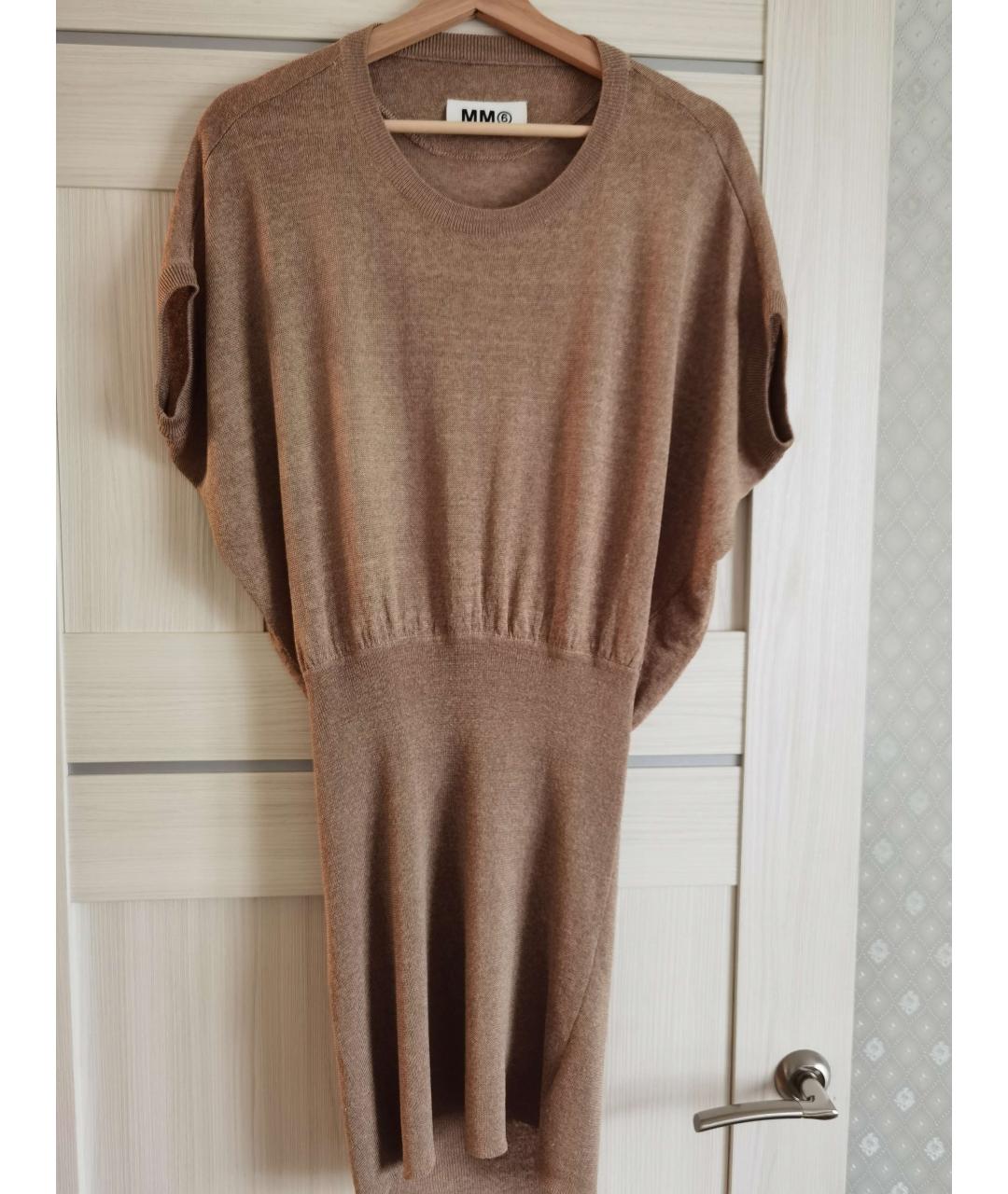 MM6 MAISON MARGIELA Бежевое льняное повседневное платье, фото 8