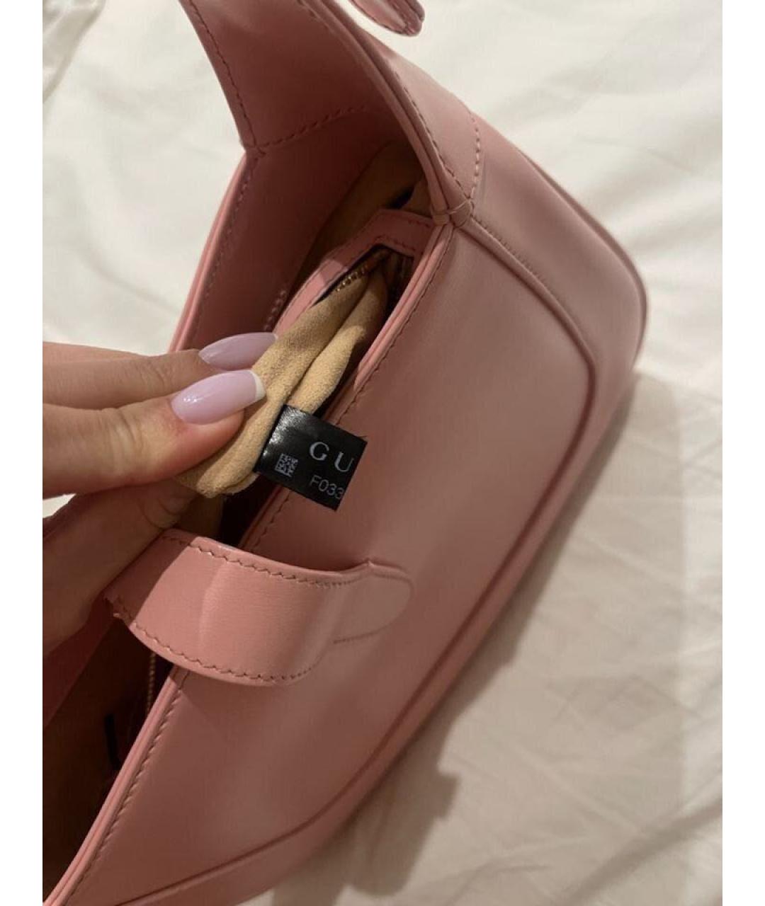 GUCCI Розовая кожаная сумка с короткими ручками, фото 6