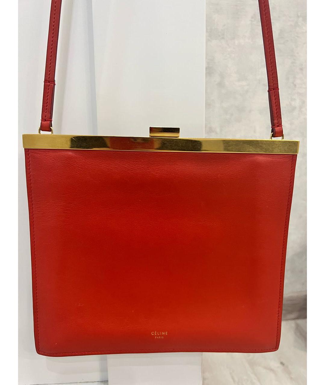 CELINE Красная кожаная сумка через плечо, фото 7