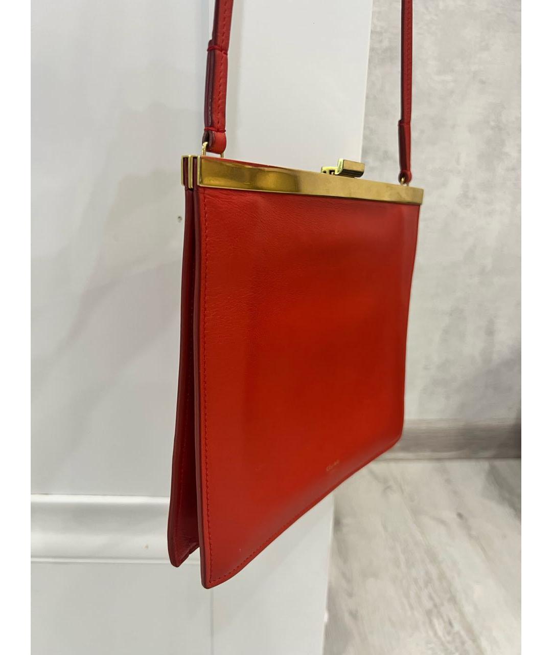 CELINE Красная кожаная сумка через плечо, фото 2