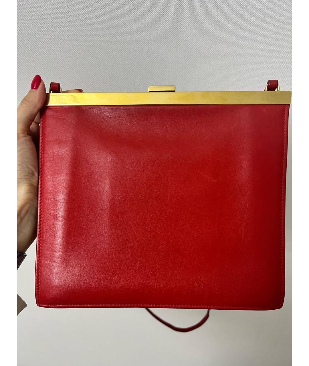 CELINE Красная кожаная сумка через плечо, фото 3