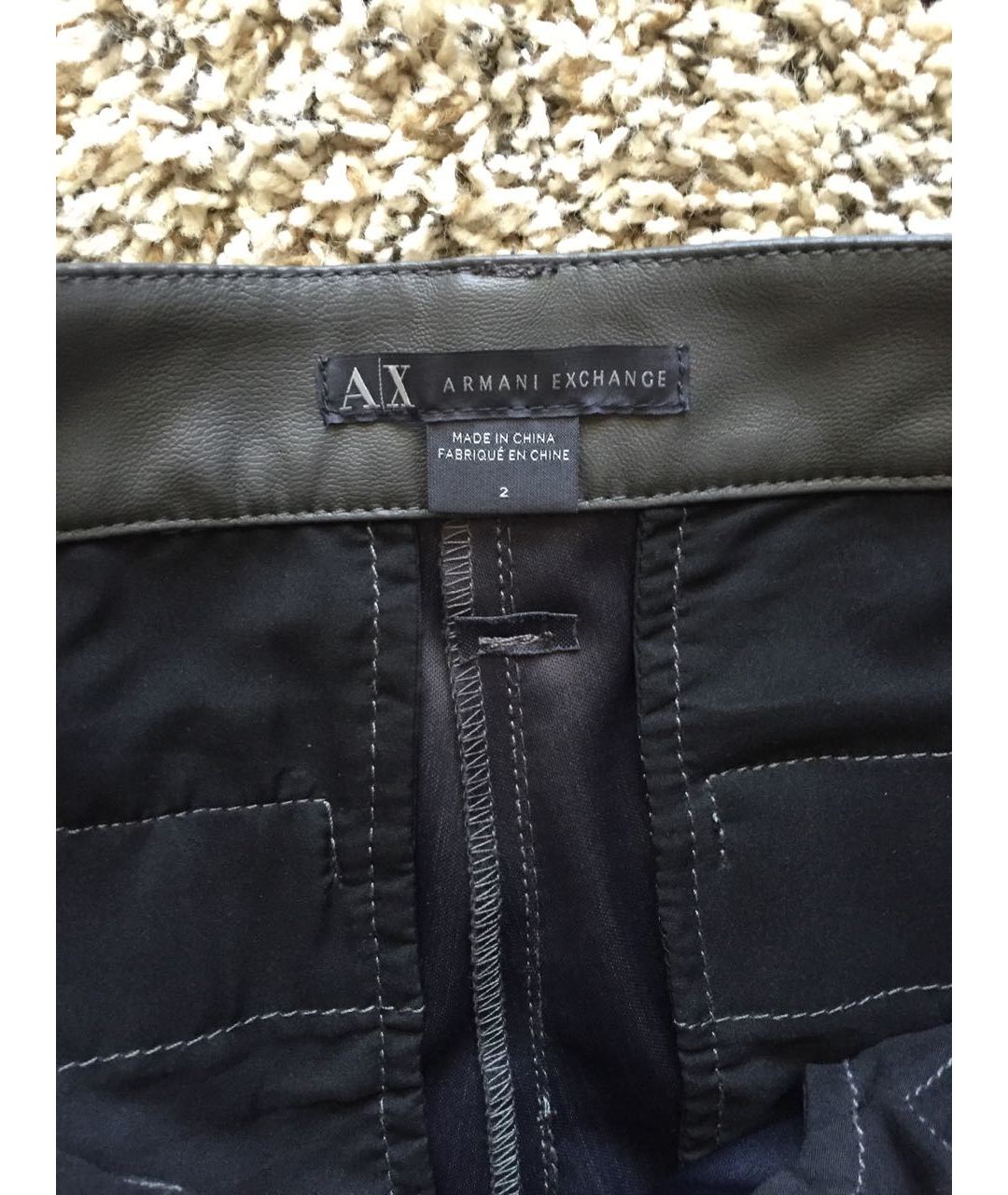ARMANI EXCHANGE Серые полиуретановые прямые брюки, фото 5