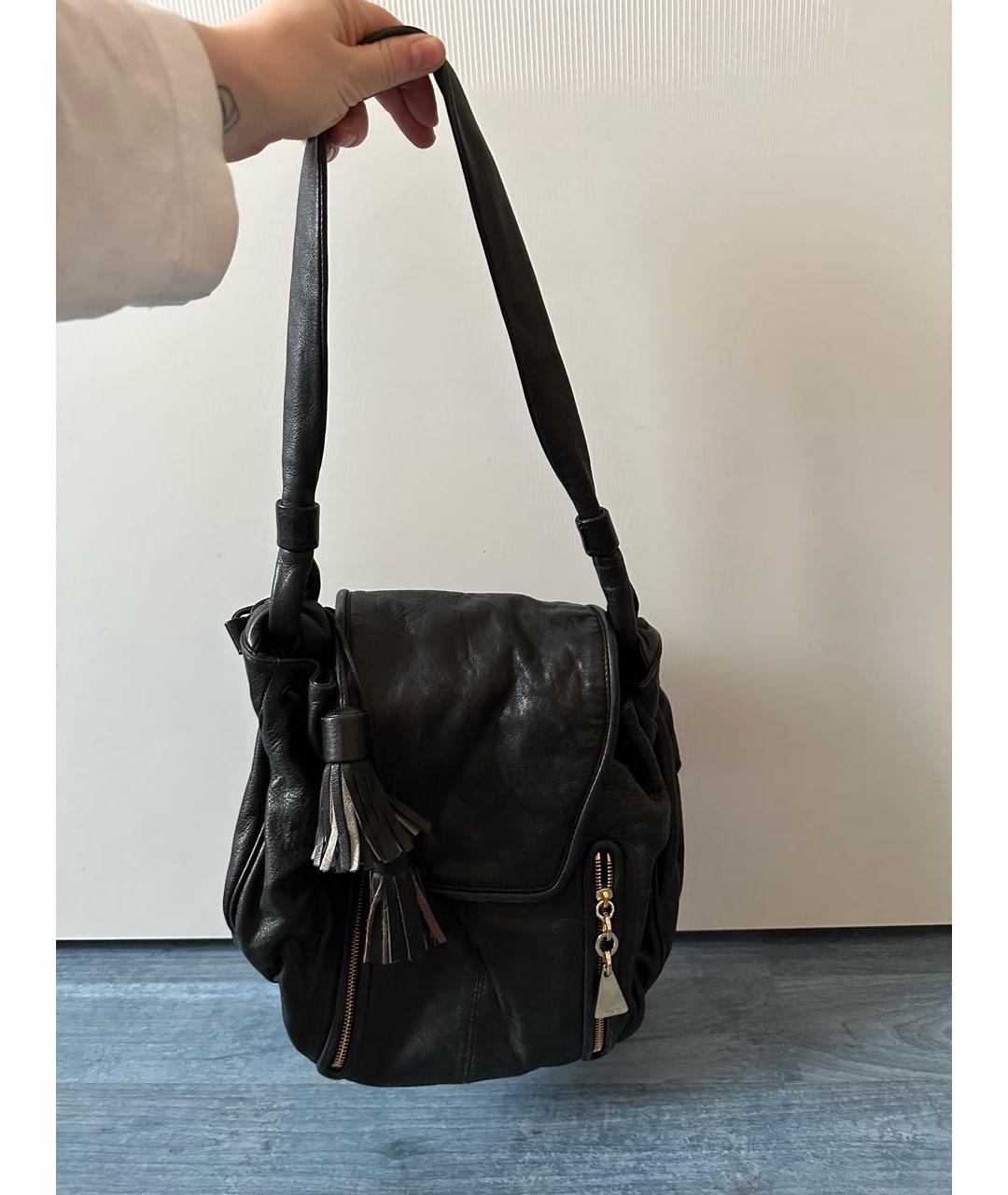 SEE BY CHLOE Черная кожаная сумка с короткими ручками, фото 2