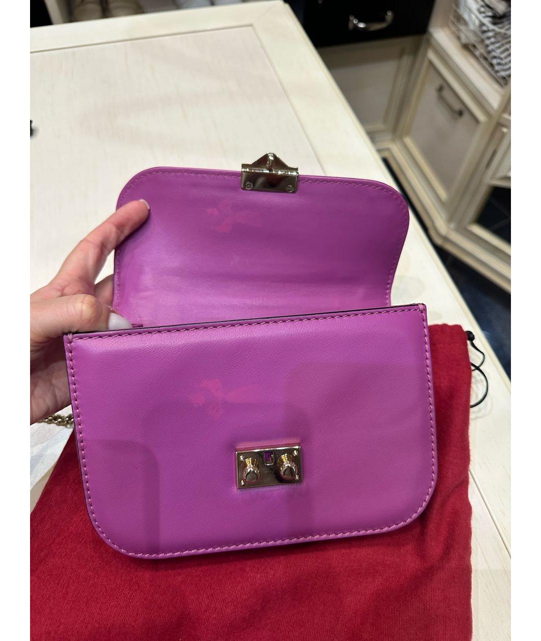 VALENTINO Фиолетовая кожаная сумка через плечо, фото 6