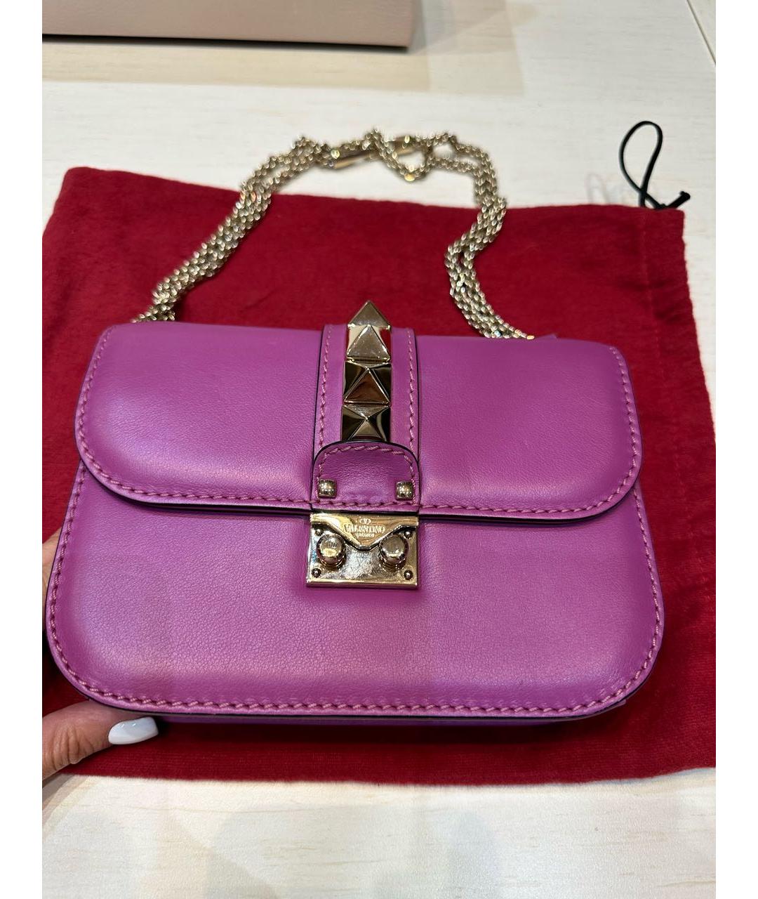 VALENTINO Фиолетовая кожаная сумка через плечо, фото 2