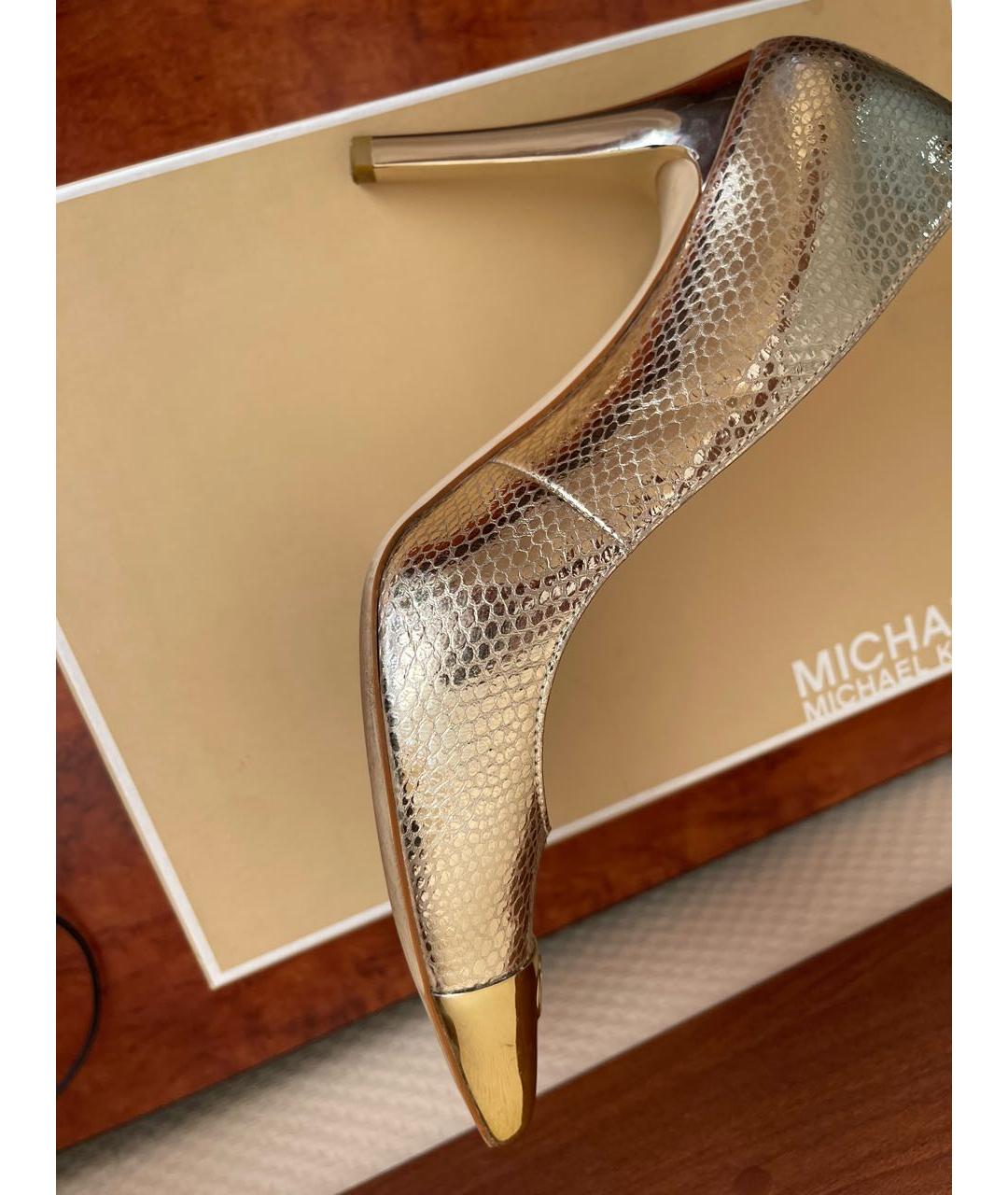 MICHAEL MICHAEL KORS Золотые кожаные туфли, фото 8