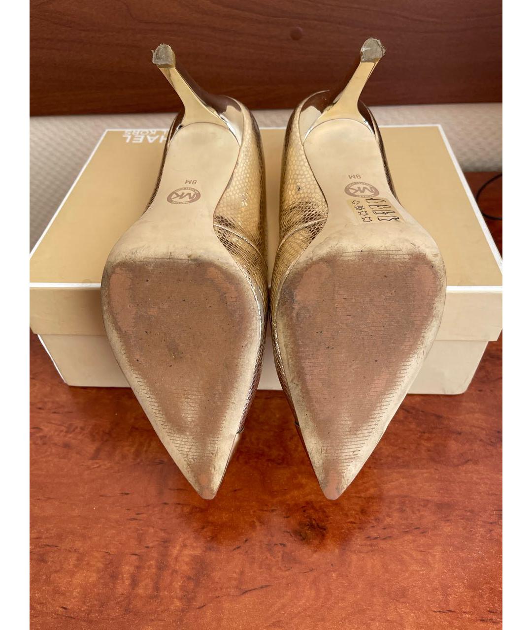 MICHAEL MICHAEL KORS Золотые кожаные туфли, фото 6