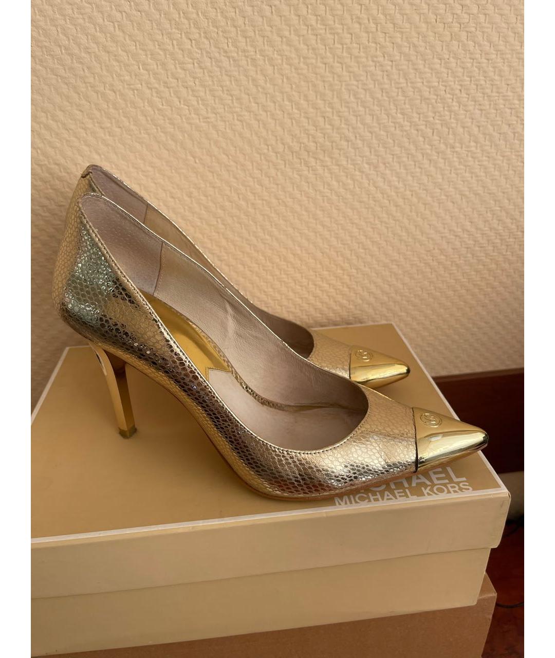 MICHAEL MICHAEL KORS Золотые кожаные туфли, фото 5