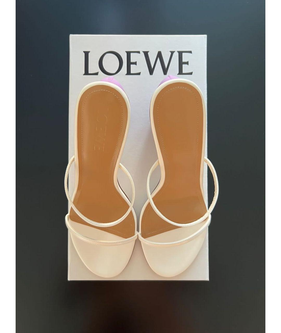 LOEWE Белые кожаные босоножки, фото 7