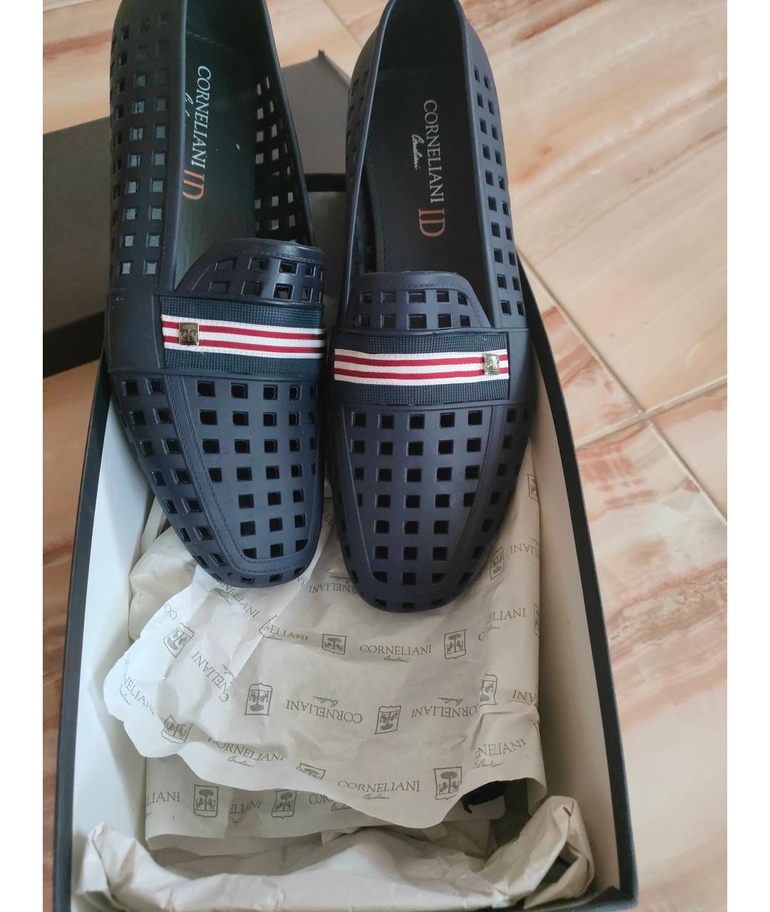 CORNELIANI Темно-синие резиновые мокасины, фото 7