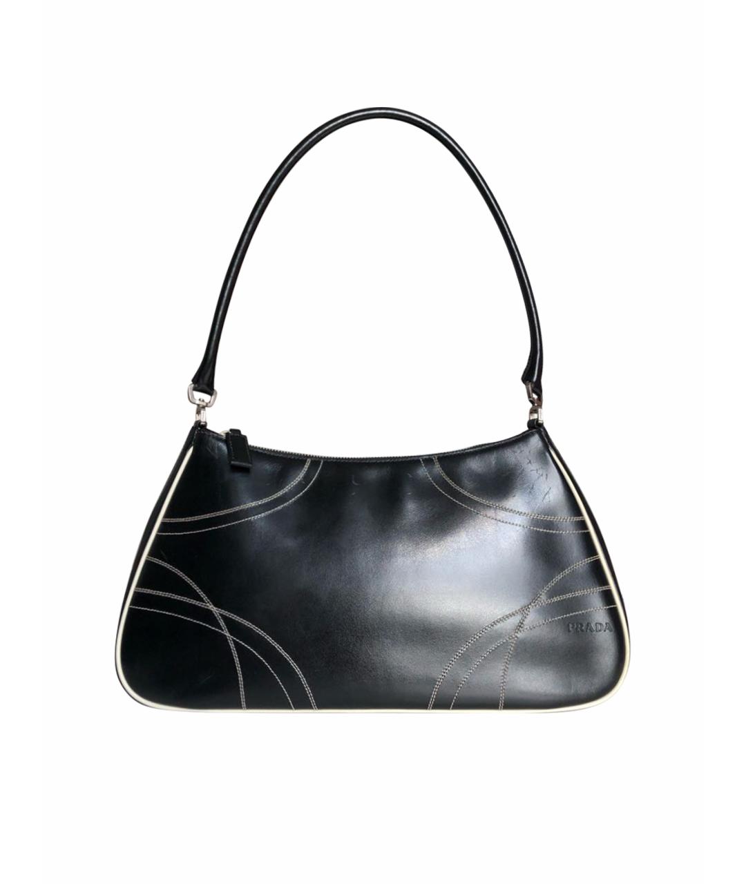 PRADA VINTAGE Черная кожаная сумка с короткими ручками, фото 1