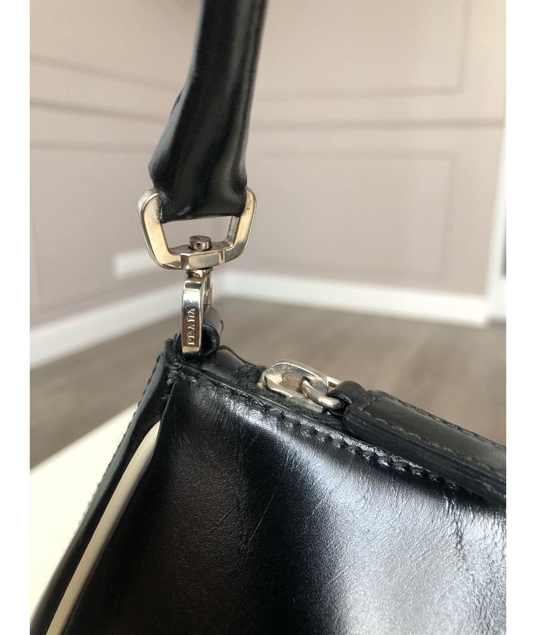 PRADA VINTAGE Черная кожаная сумка с короткими ручками, фото 7