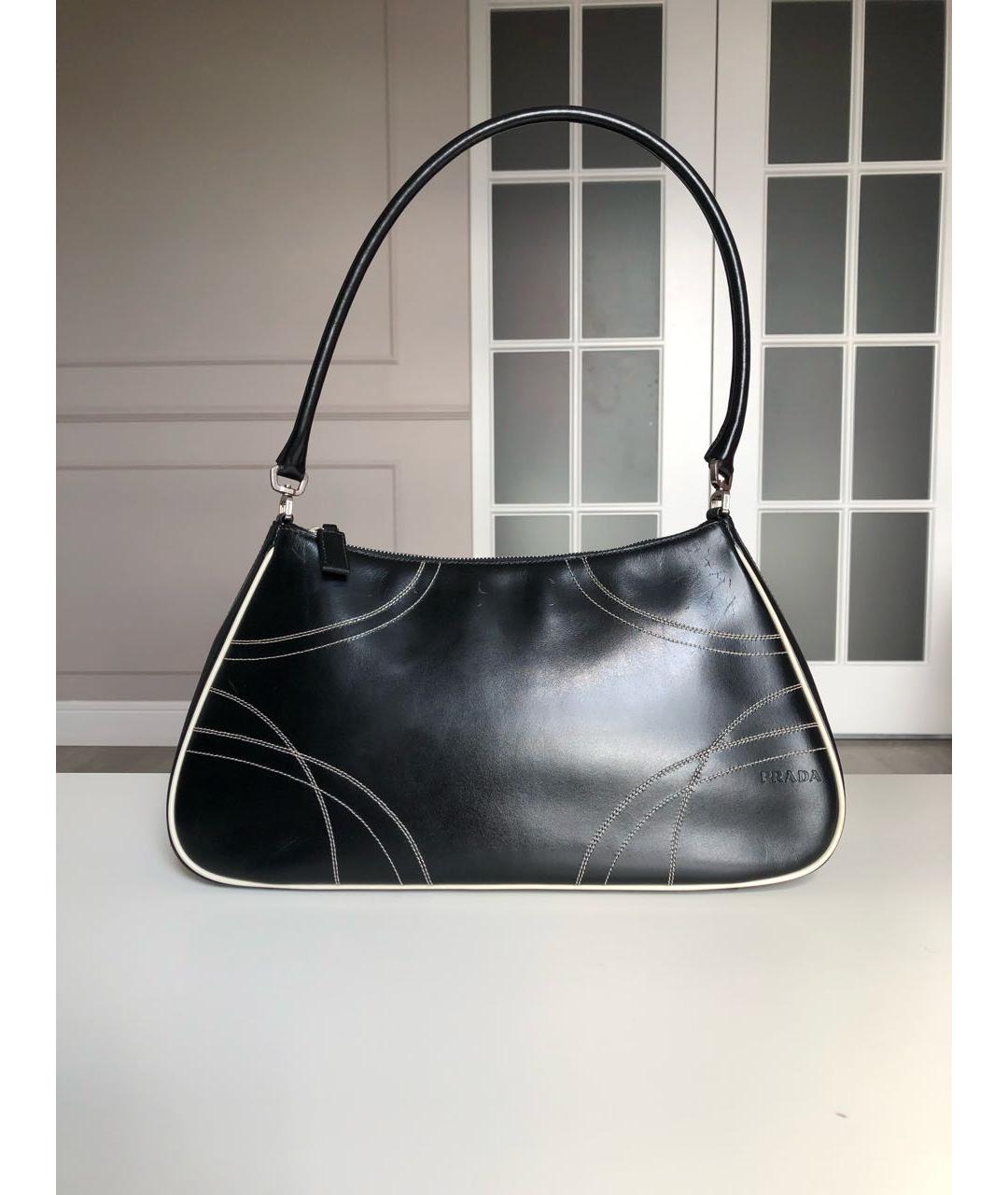 PRADA VINTAGE Черная кожаная сумка с короткими ручками, фото 9