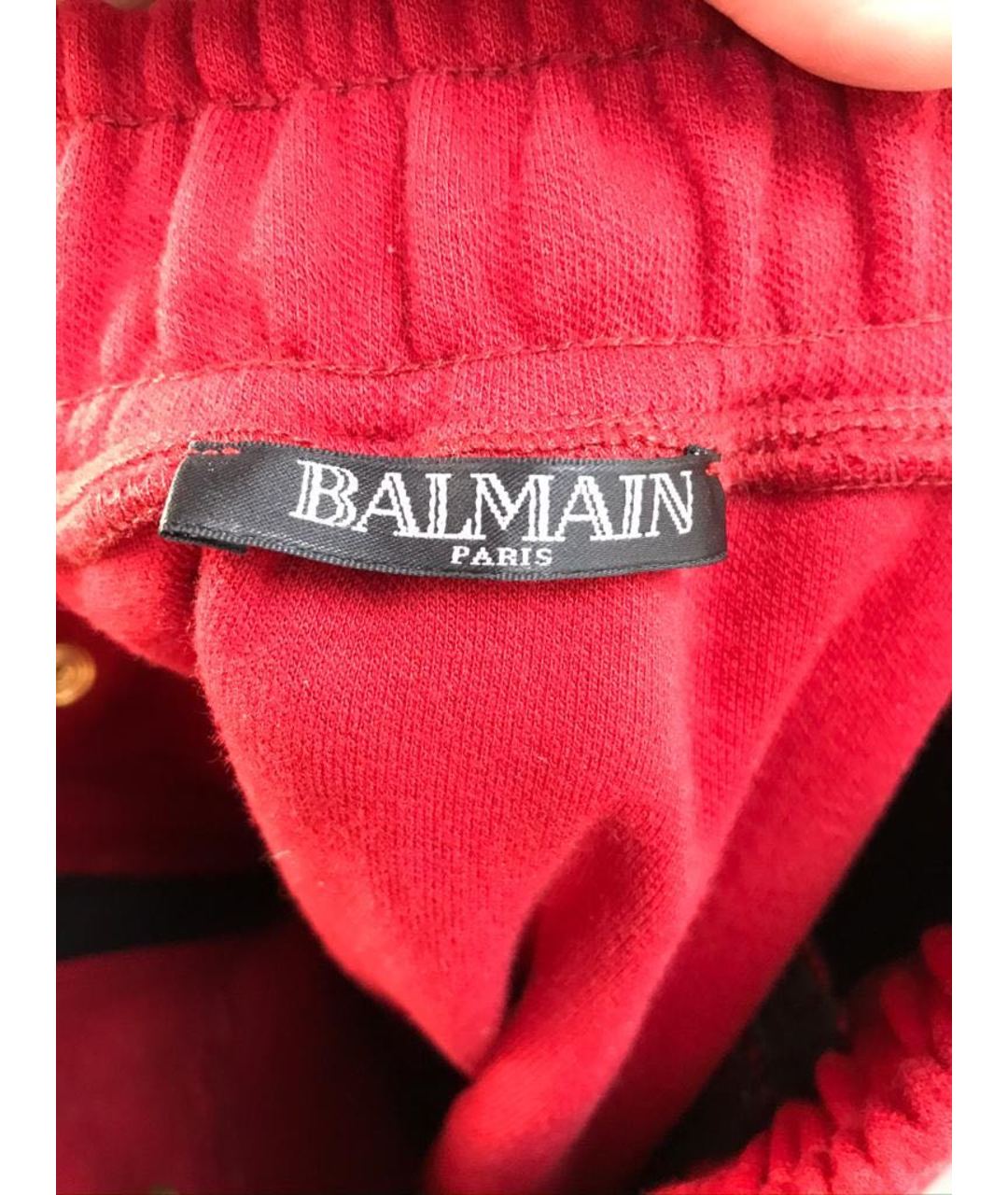 BALMAIN Красные хлопковые повседневные брюки, фото 4