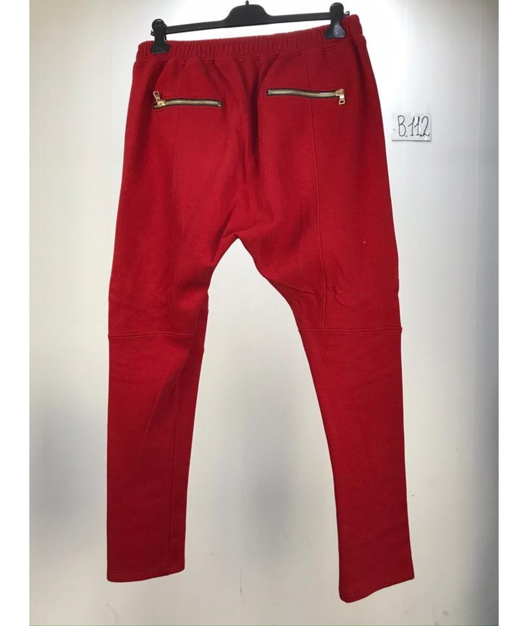 BALMAIN Красные хлопковые повседневные брюки, фото 2