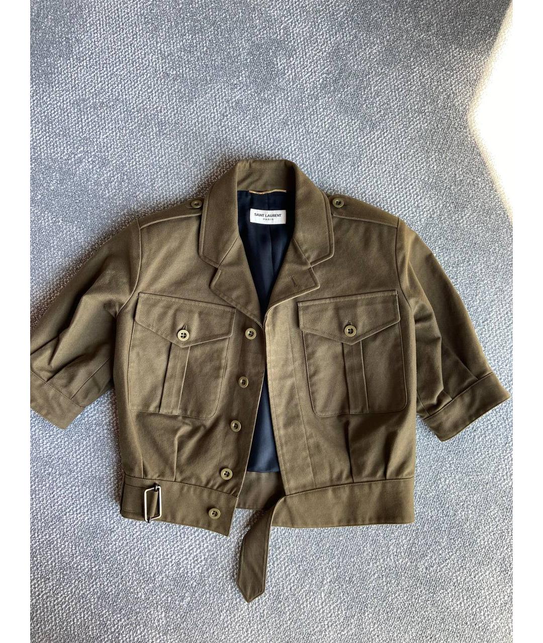 SAINT LAURENT Хаки хлопковая куртка, фото 2