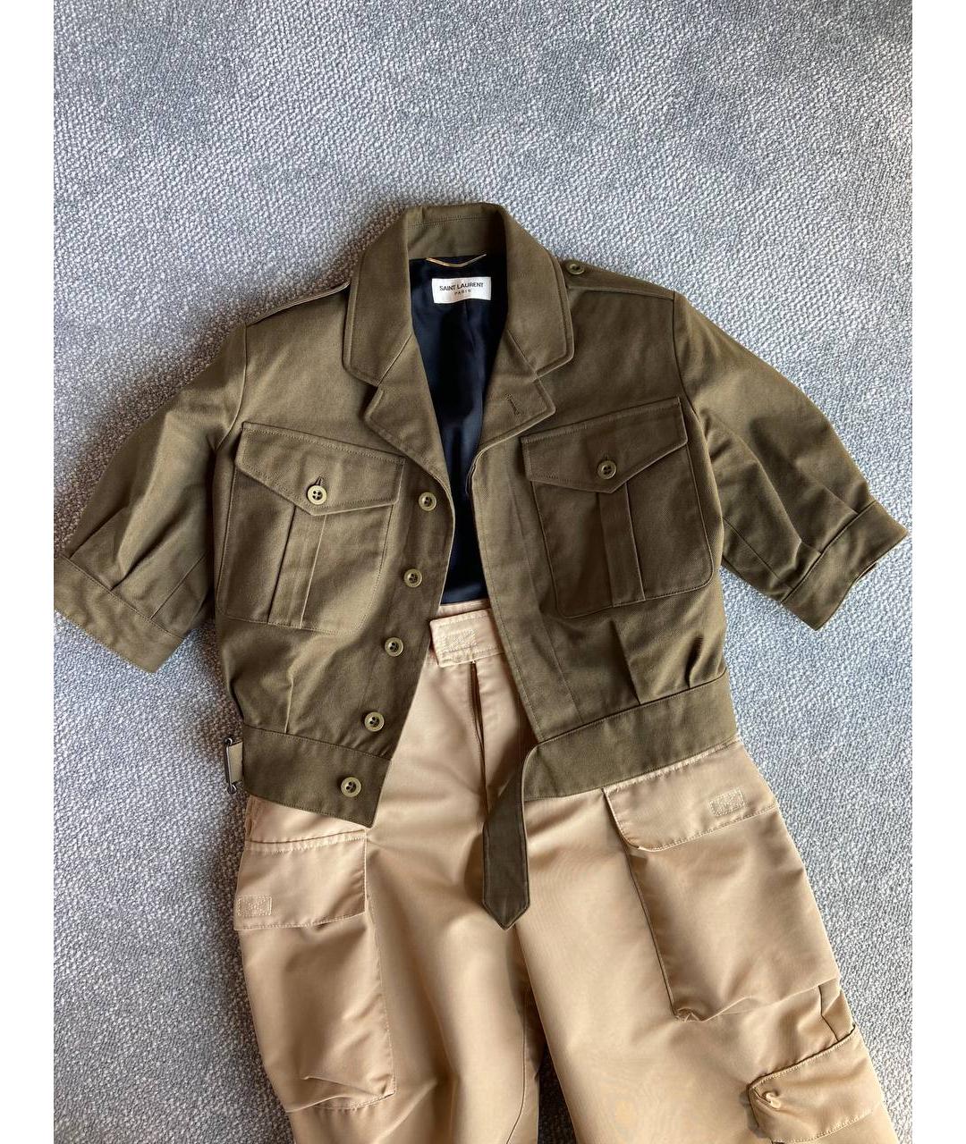 SAINT LAURENT Хаки хлопковая куртка, фото 3