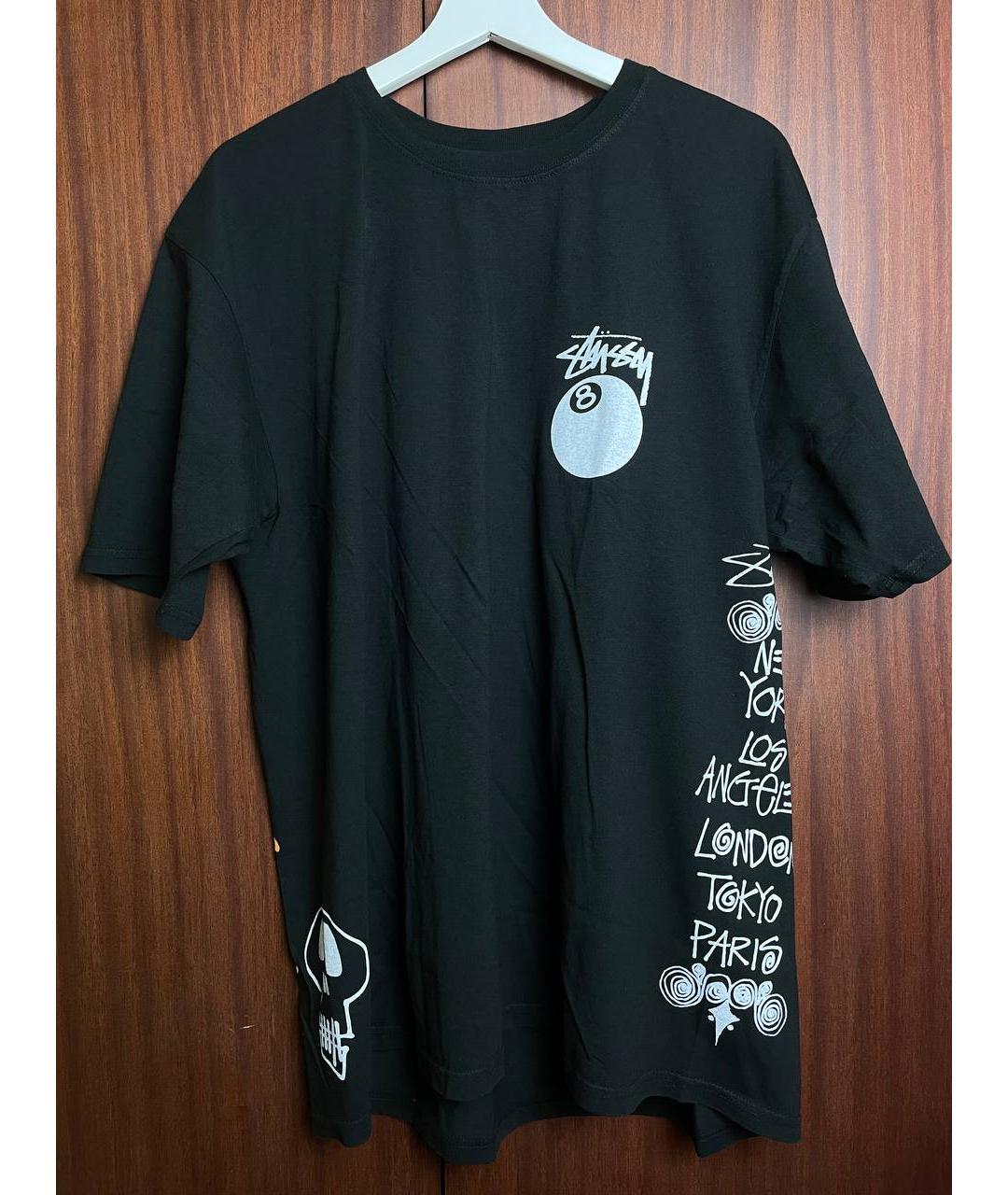 STUSSY Черная хлопковая футболка для мужчин – купить онлайн с