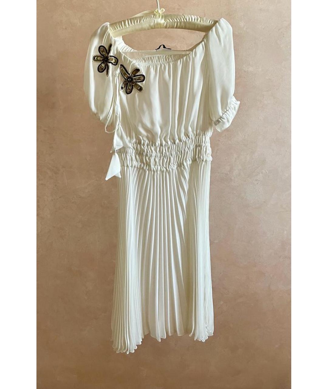 PINKO Белое полиэстеровое платье, фото 7