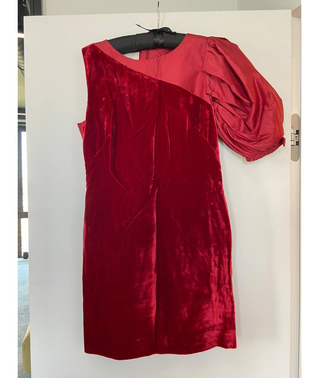 VALENTINO Бордовое бархатное коктейльное платье, фото 5