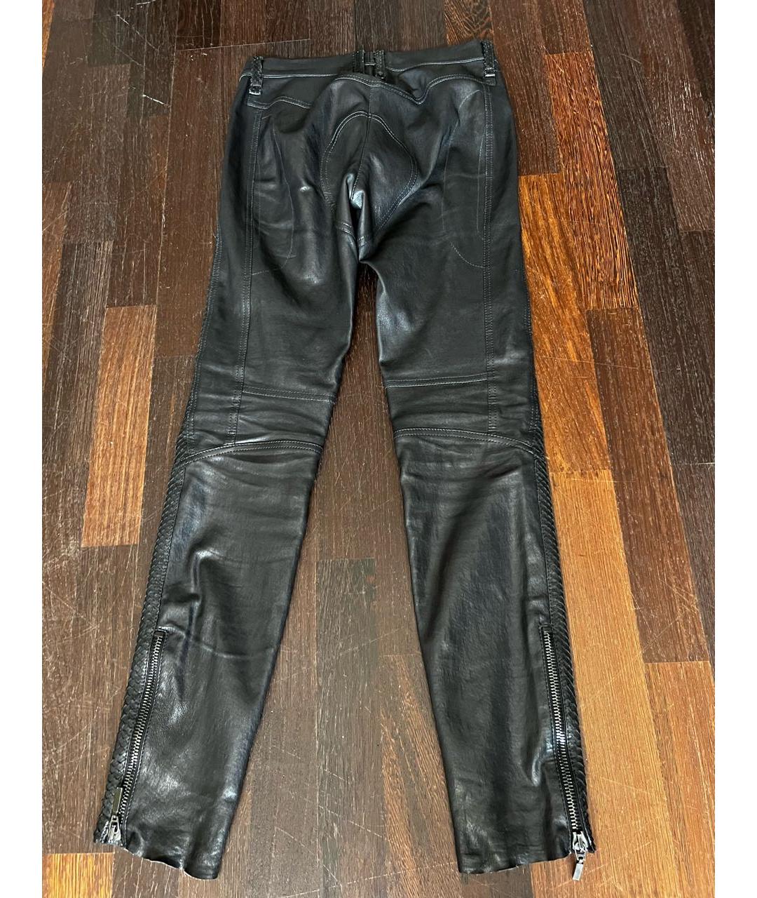 PLEIN SUD Черный костюм с брюками из экзотической кожи, фото 5