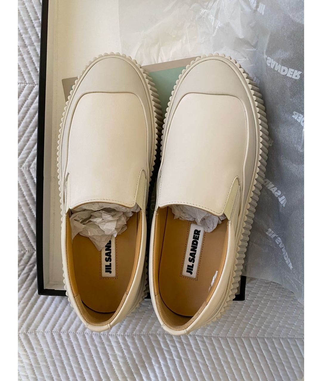 JIL SANDER Белые кожаные кроссовки, фото 3
