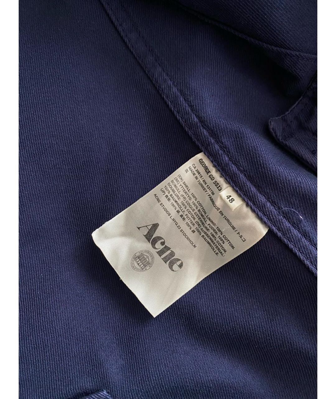 ACNE STUDIOS Темно-синий хлопковый пиджак, фото 4