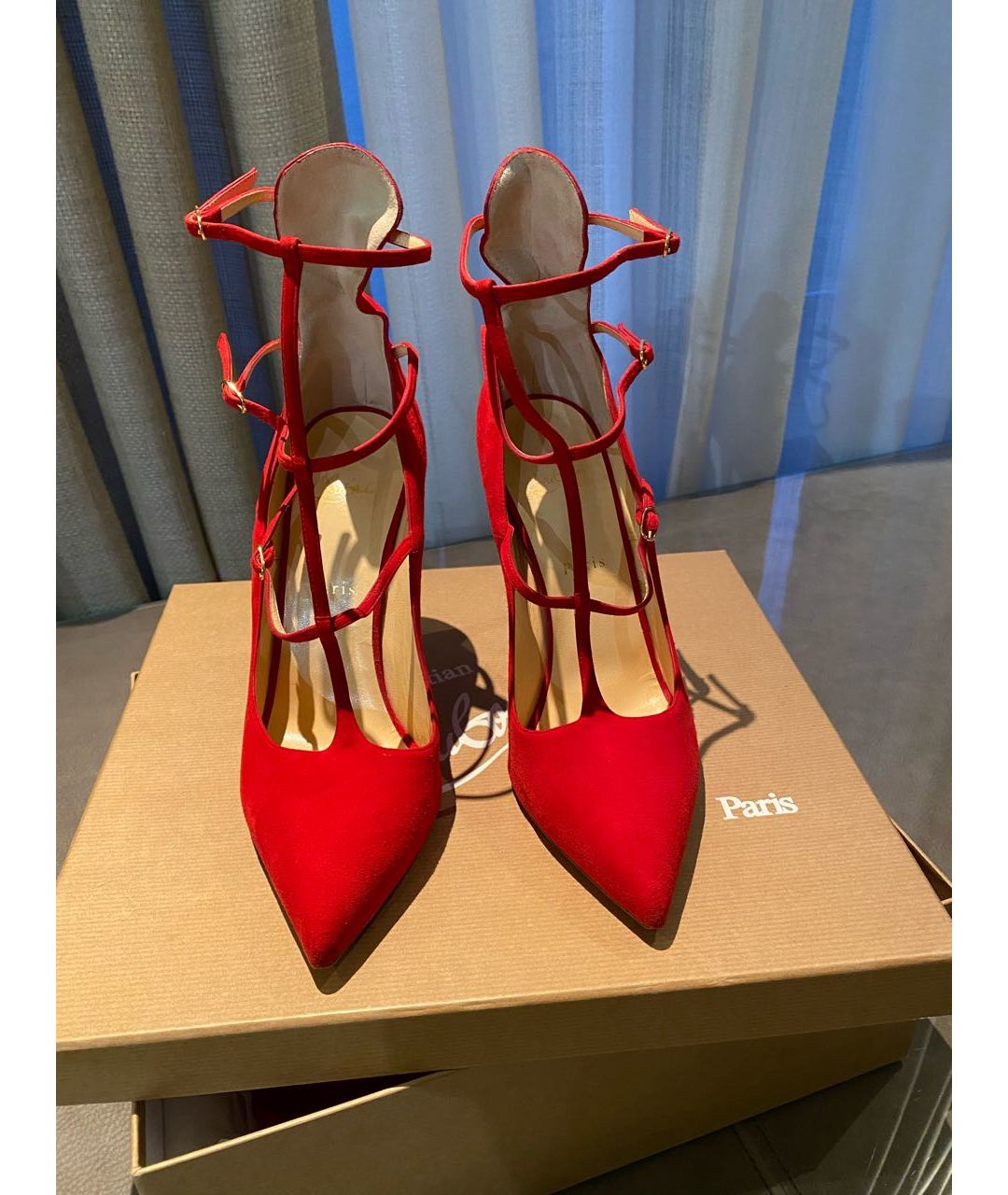 CHRISTIAN LOUBOUTIN Красные замшевые туфли, фото 2