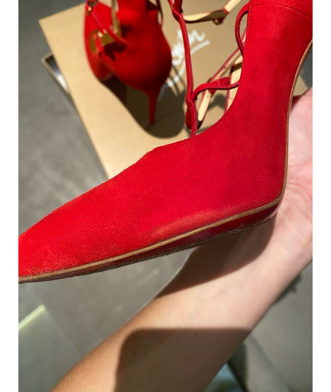CHRISTIAN LOUBOUTIN Красные замшевые туфли, фото 7