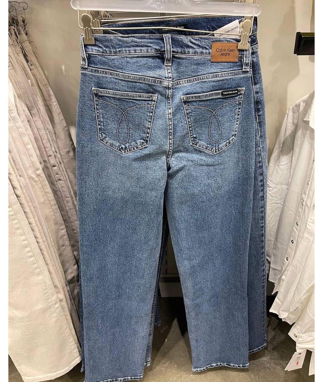 CALVIN KLEIN JEANS Синие хлопко-эластановые прямые джинсы, фото 2