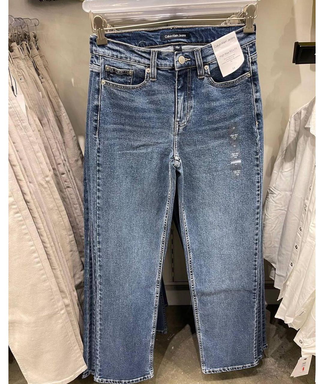 CALVIN KLEIN JEANS Синие хлопко-эластановые прямые джинсы, фото 6