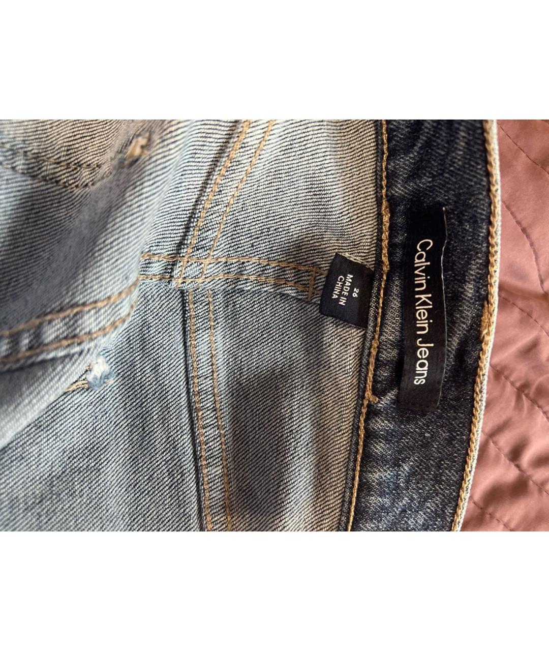 CALVIN KLEIN JEANS Синие хлопко-эластановые прямые джинсы, фото 3