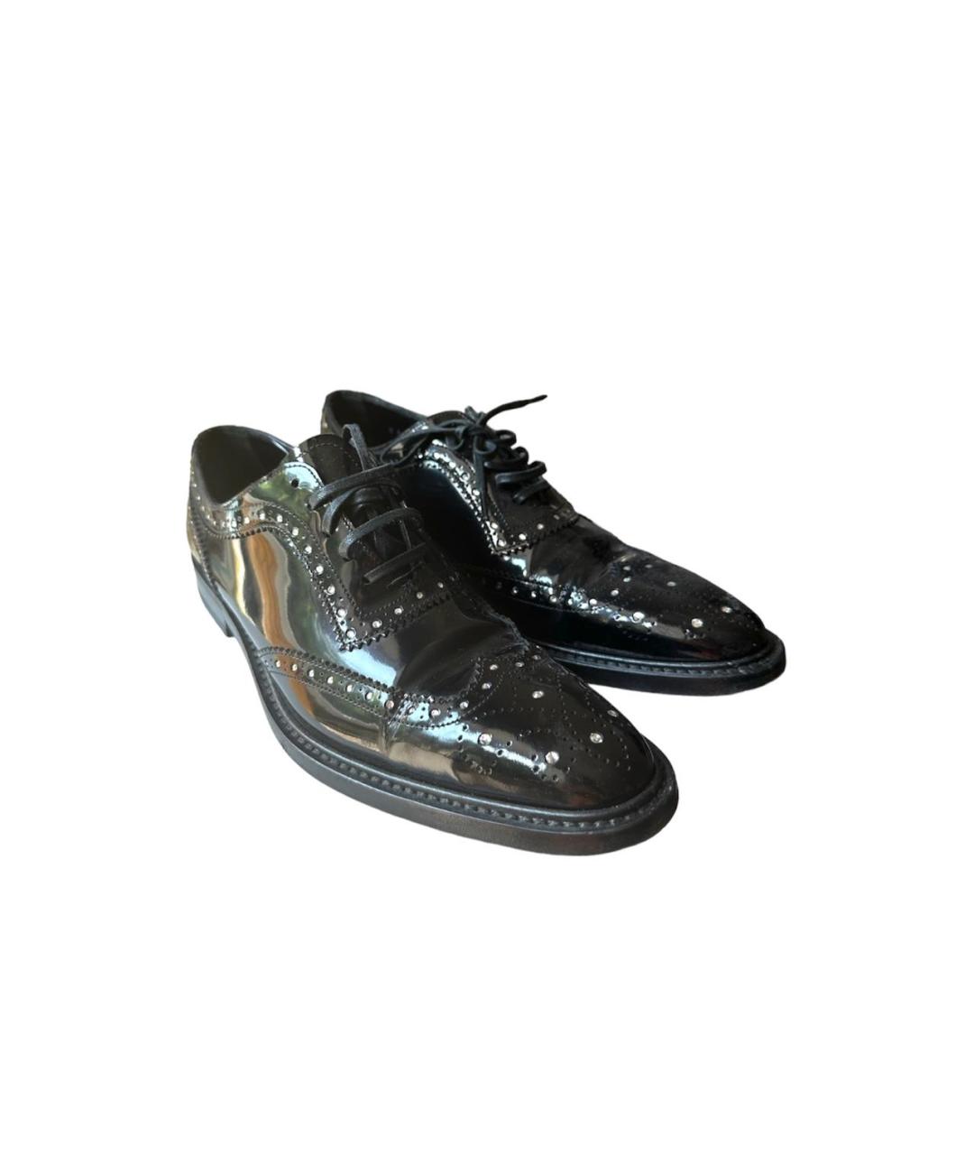 DOLCE&GABBANA Черные брогги и оксфорды из лакированной кожи, фото 2