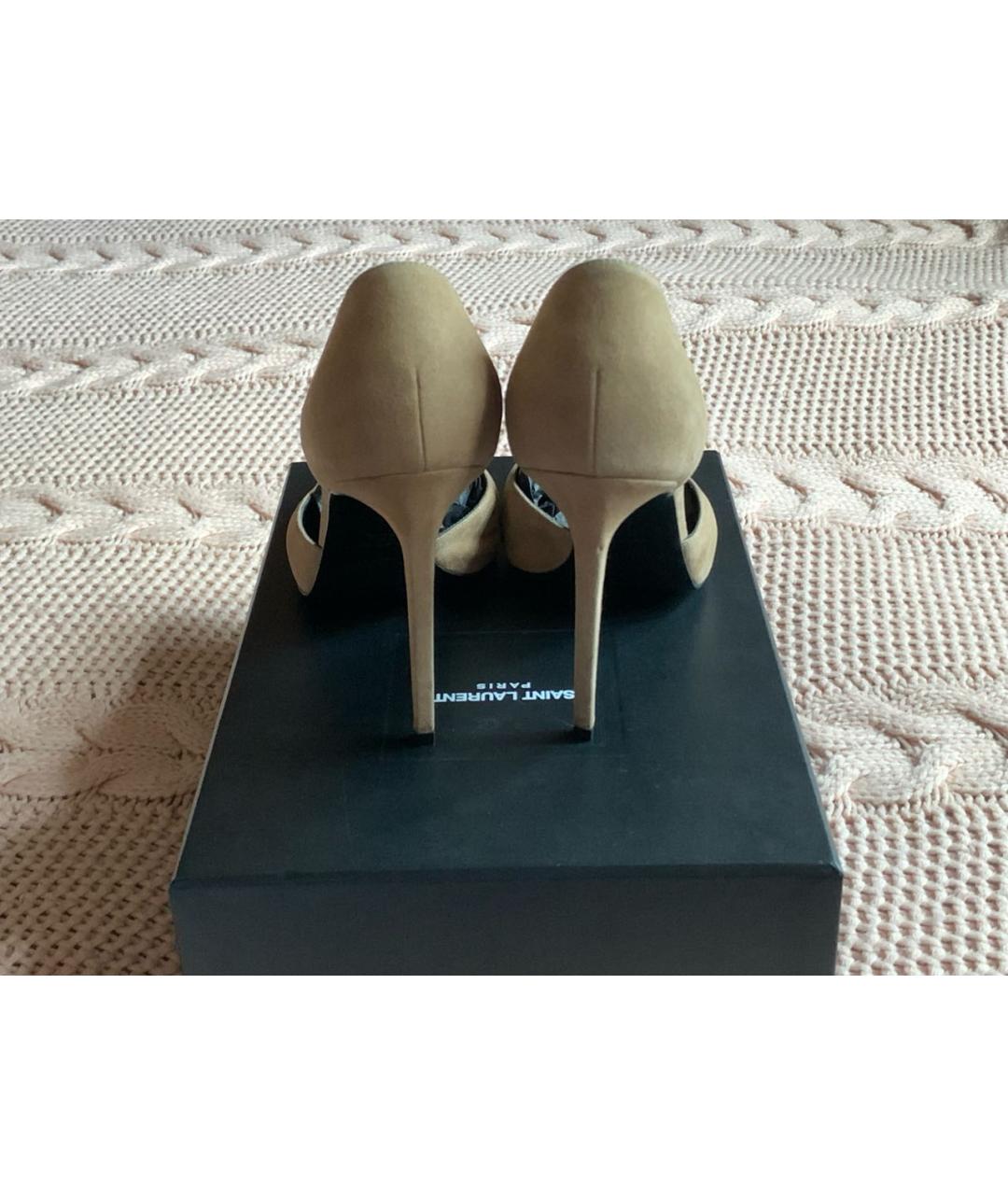 SAINT LAURENT Бежевые замшевые туфли, фото 3