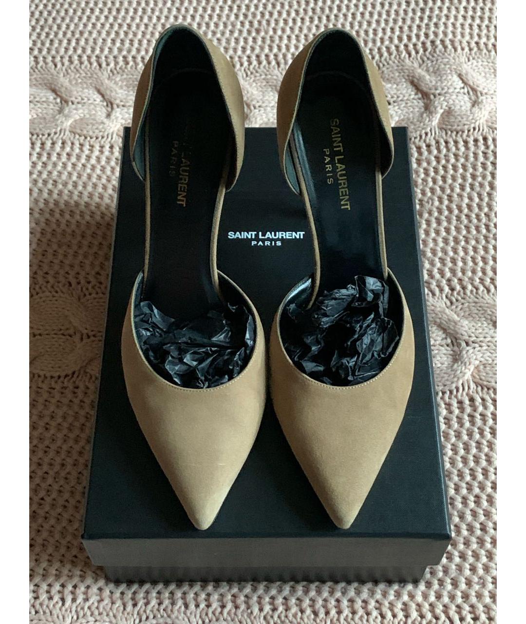 SAINT LAURENT Бежевые замшевые туфли, фото 2