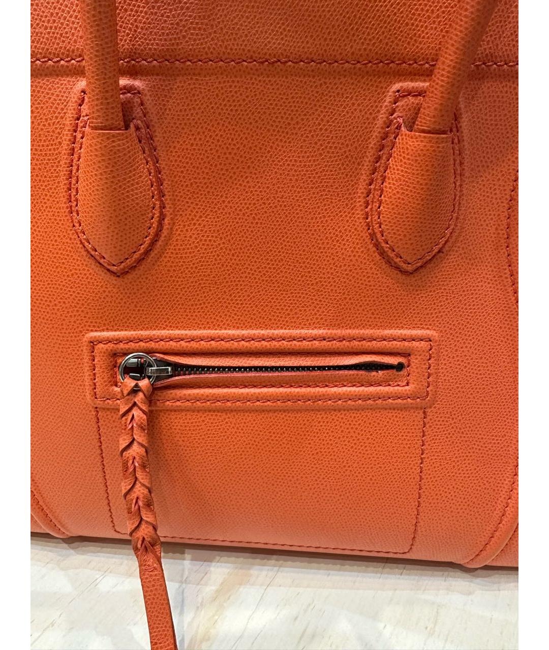 CELINE PRE-OWNED Оранжевая кожаная сумка с короткими ручками, фото 8