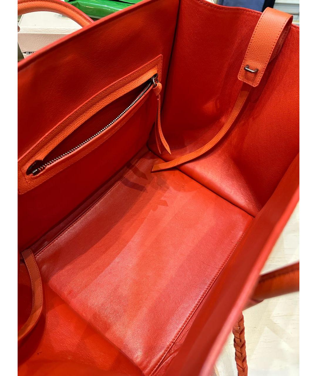 CELINE PRE-OWNED Оранжевая кожаная сумка с короткими ручками, фото 4