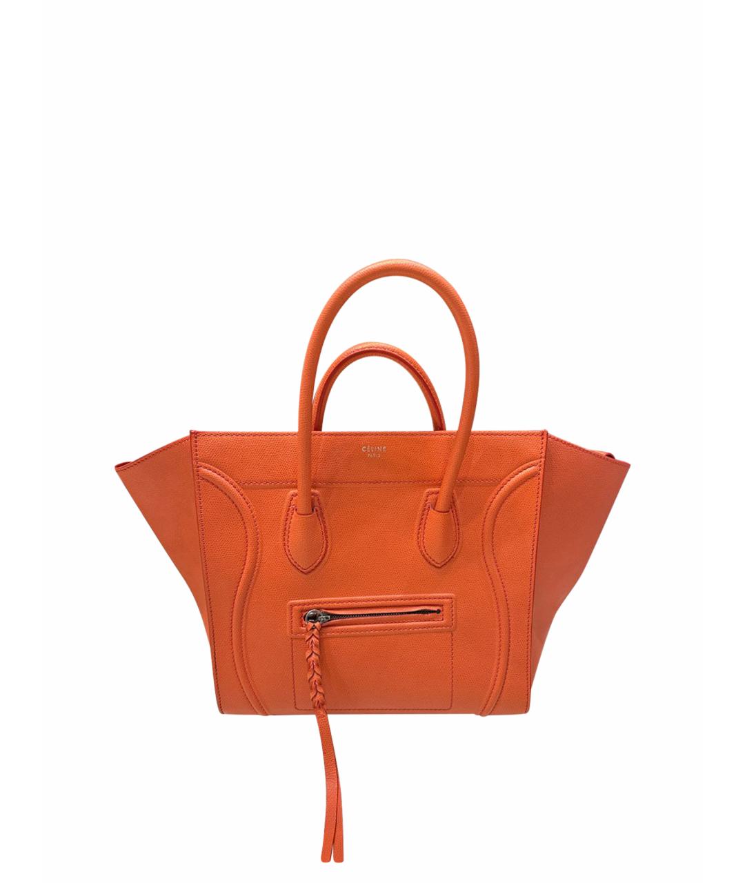 CELINE PRE-OWNED Оранжевая кожаная сумка с короткими ручками, фото 1