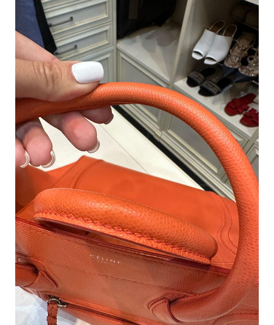 CELINE PRE-OWNED Оранжевая кожаная сумка с короткими ручками, фото 7