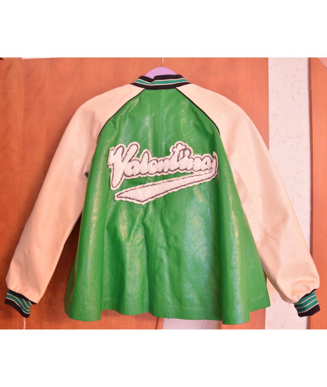VALENTINO Зеленая кожаная куртка, фото 2