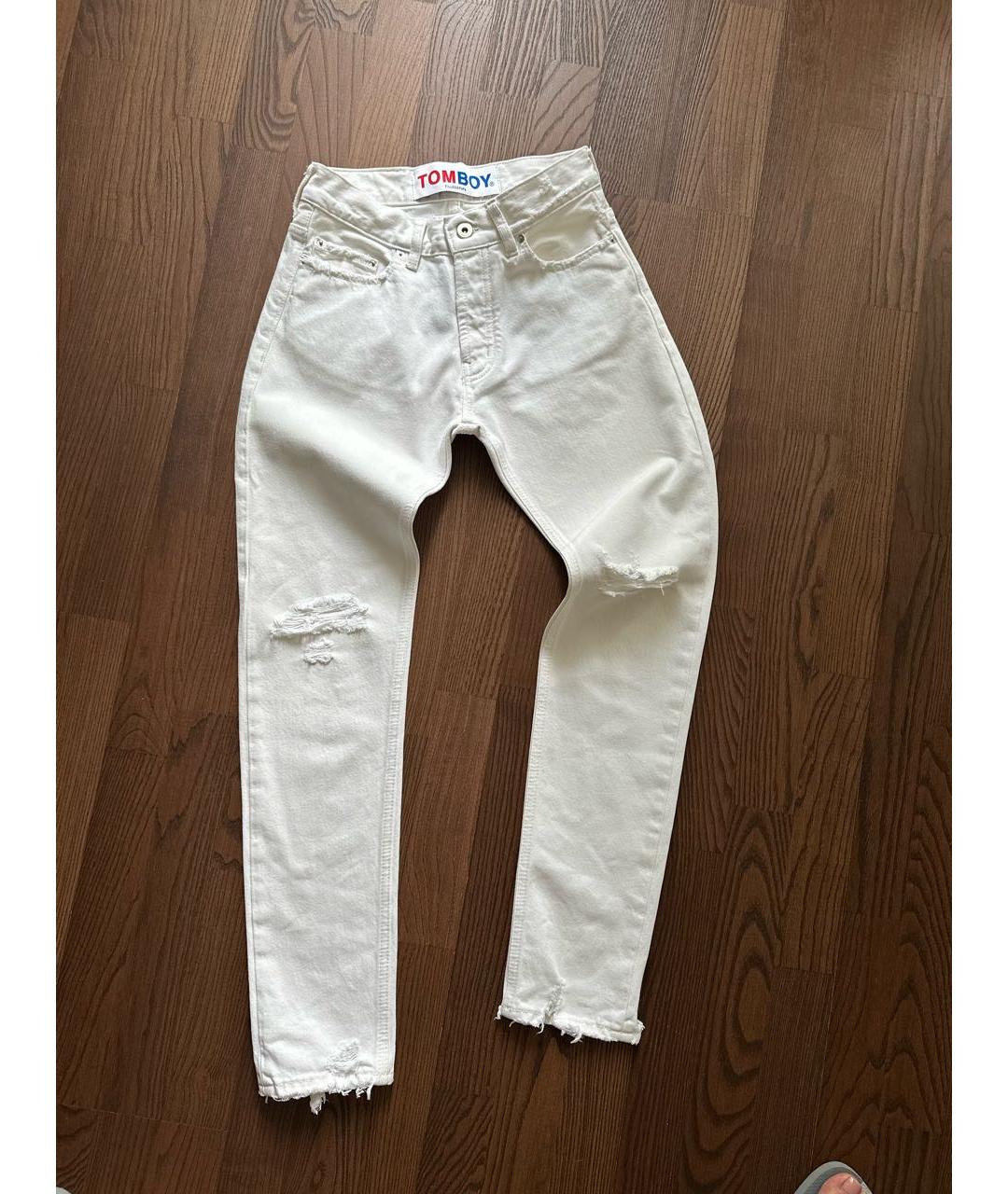 FILLES A PAPA Белые хлопковые джинсы слим, фото 7