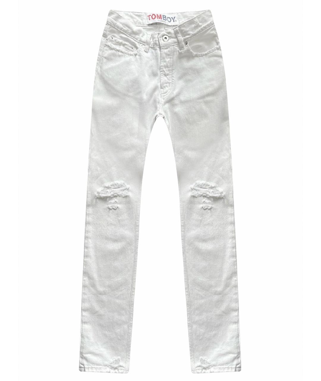 FILLES A PAPA Белые хлопковые джинсы слим, фото 1