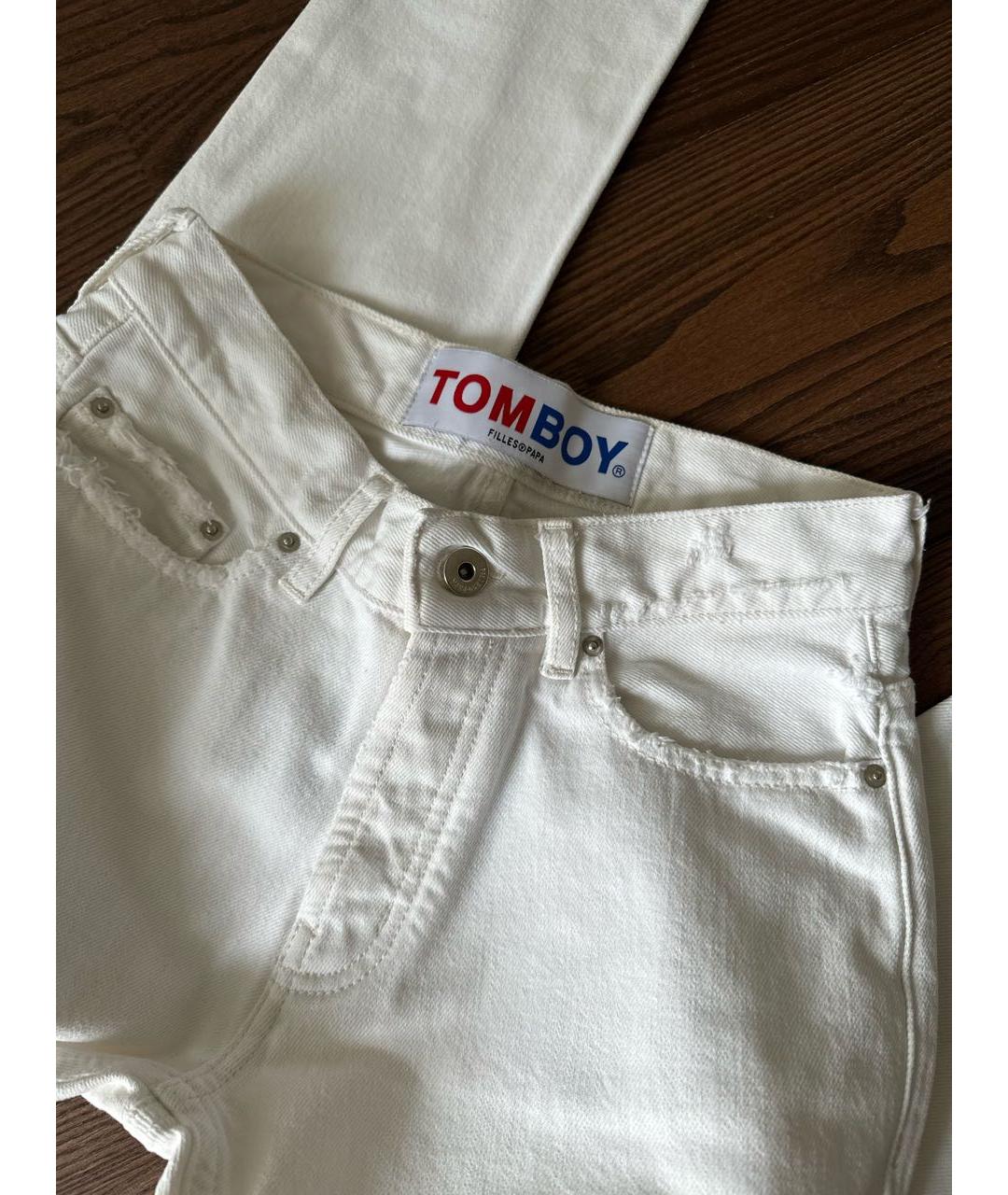 FILLES A PAPA Белые хлопковые джинсы слим, фото 3
