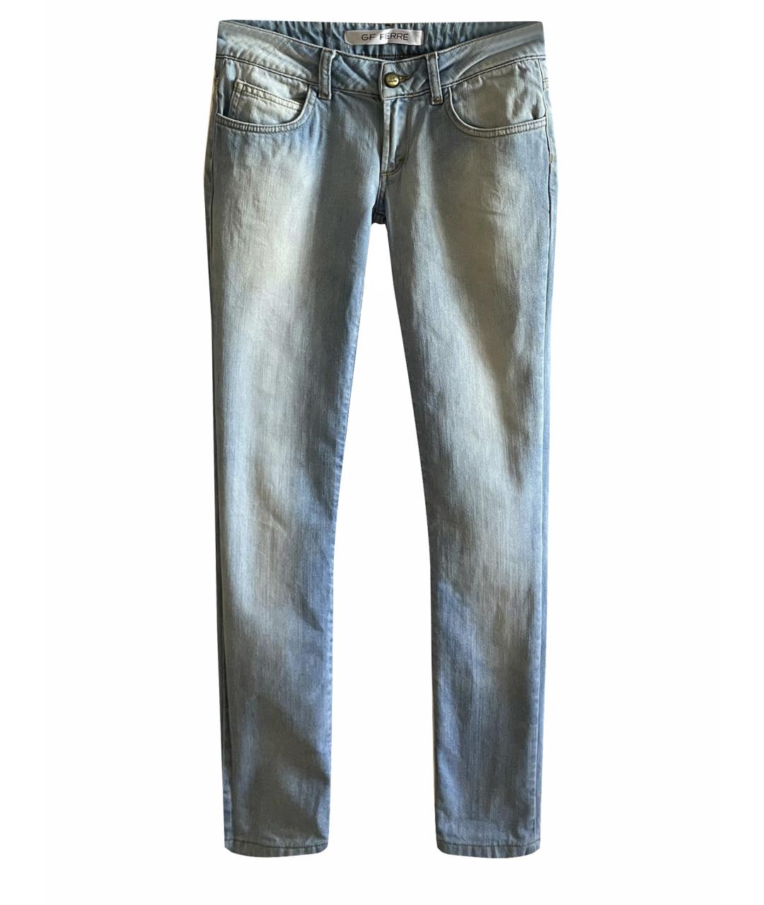GIANFRANCO FERRE Голубые хлопковые джинсы слим, фото 1