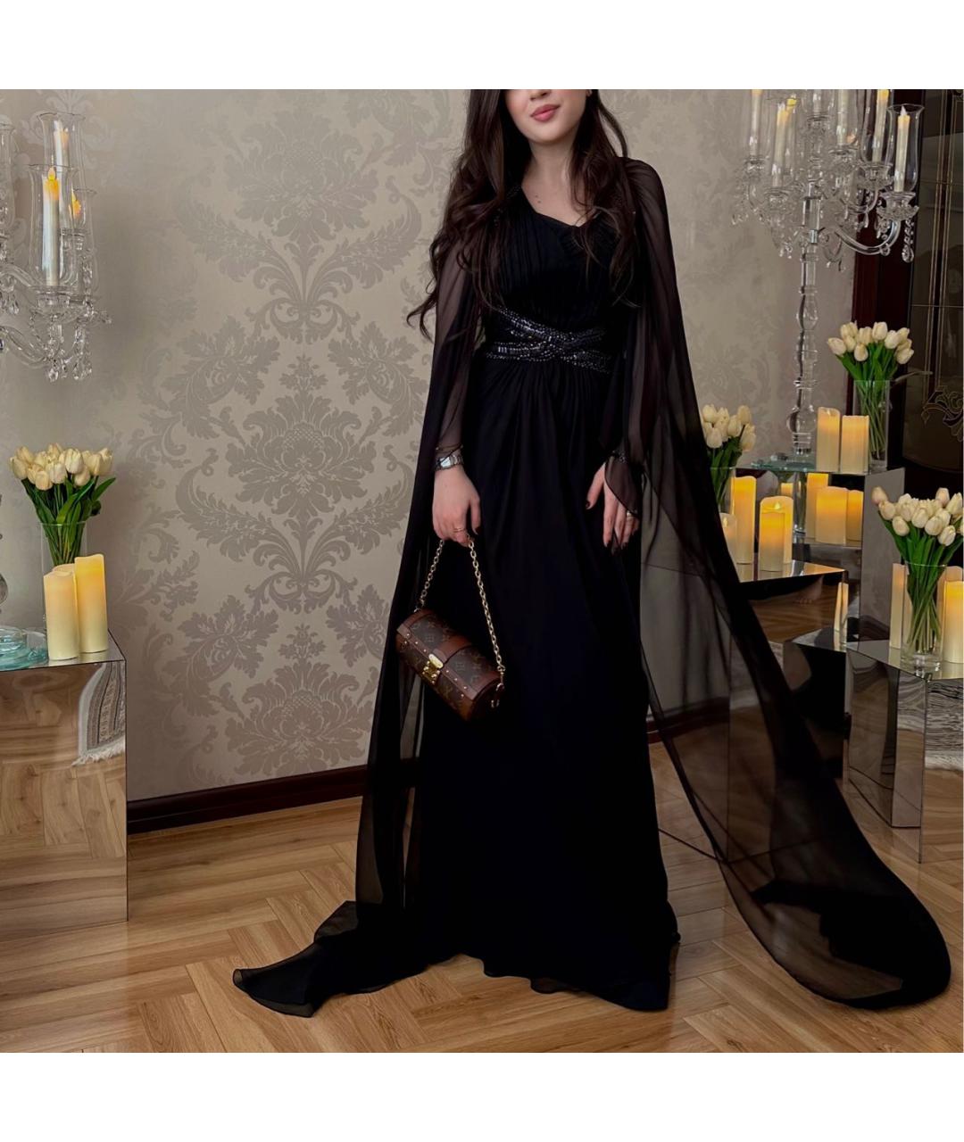 ALBERTA FERRETTI Черное шифоновое вечернее платье, фото 4